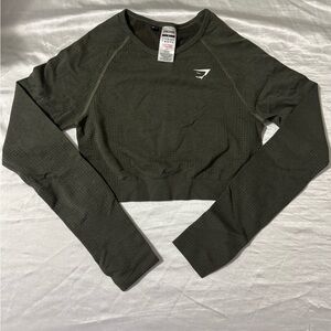 Gymshark Dark Green Long Sleeve Crop Top